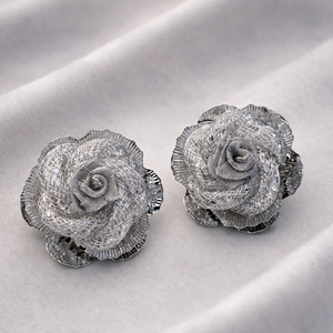 Silver Rose Flower Silver Stud Earrings