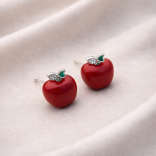 Mini Glossy Apple Stud Earrings
