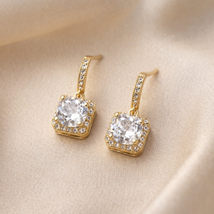 Golden Drop Crystal Earrings
