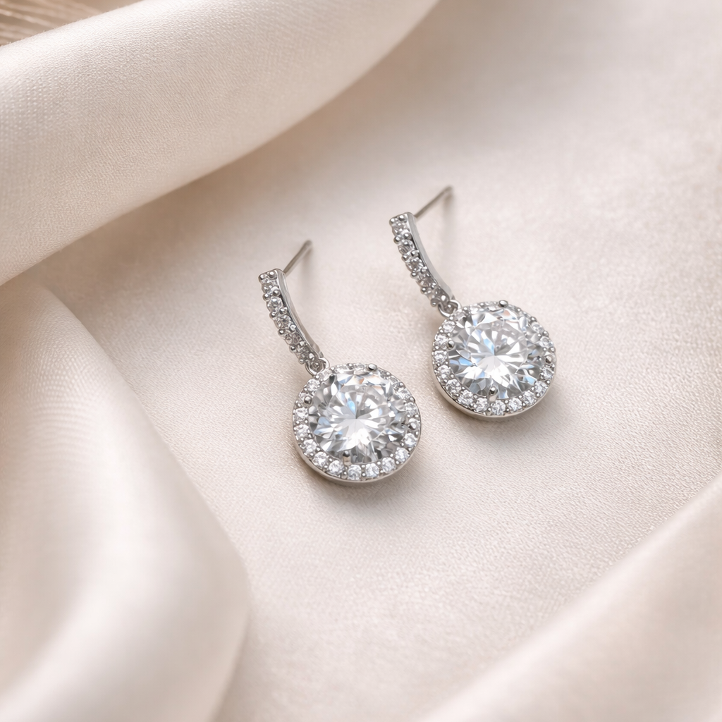 Minimal Drop Style Diamond studded Earrings