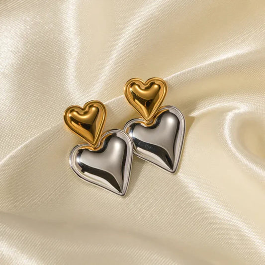 Dual Tone Double Heart Drops