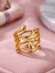 Wide Sculptural Molten Gold Stackable Ring