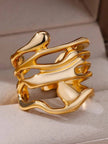 Wide Sculptural Molten Gold Stackable Ring