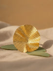 Artisanal Ruffled Edge Textured Gold Plated Statement Ring
