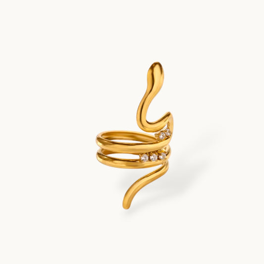 Triple Coil Serpentine Gold Plated Wrap Ring
