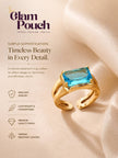 Classic Solitaire Aqua Blue Rectangle Stone Ring