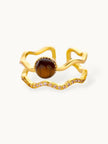 Wavy Tiger's Eye & Pave Split Color Stone Band Ring