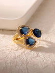 Triple Pear-Cut Pave Cluster Deep Sea Blue Stone Statement Ring