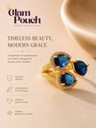 Triple Pear-Cut Pave Cluster Deep Sea Blue Stone Statement Ring