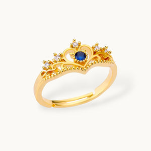 Regal Sapphire Stone Adjustable Blue Tiara Diamond Ring
