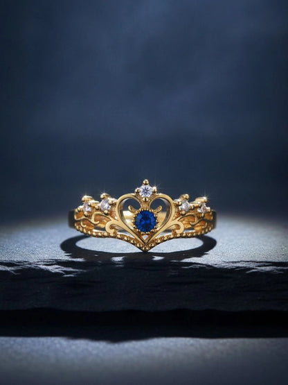 Regal Sapphire Stone Adjustable Blue Tiara Diamond Ring