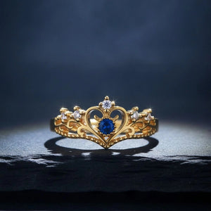 Regal Sapphire Stone Adjustable Blue Tiara Diamond Ring