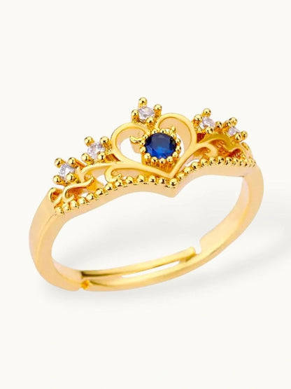 Regal Sapphire Stone Adjustable Blue Tiara Diamond Ring