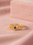Regal Sapphire Stone Adjustable Blue Tiara Diamond Ring