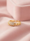 Asymmetric Pave & Chain Wide Stackable Diamond Ring