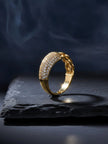 Asymmetric Pave & Chain Wide Stackable Diamond Ring
