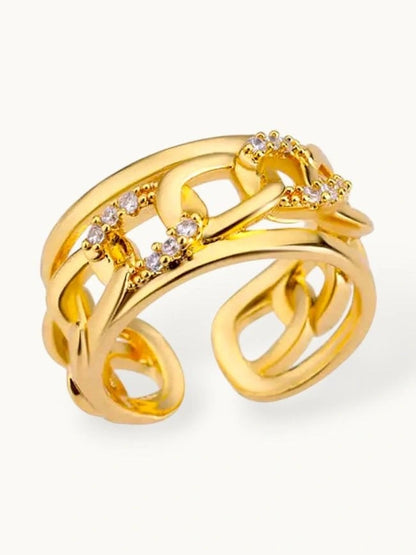 Wide Interlocking Chain Link Pave Stackable Ring