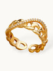 Pave Edge Open Chain Link Adjustable & Stackable Diamond Ring