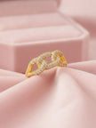 Wide Pave Interlocking Chain Stackable Diamond Ring