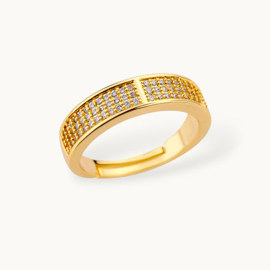 Chic Wide Triple-Row Pave Stackable Diamond Band