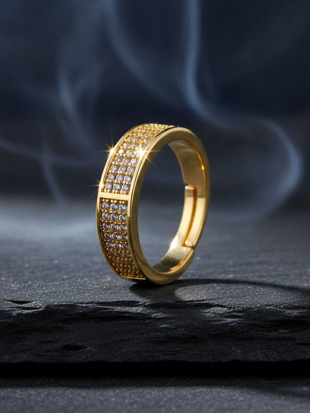 Chic Wide Triple-Row Pave Stackable Diamond Band
