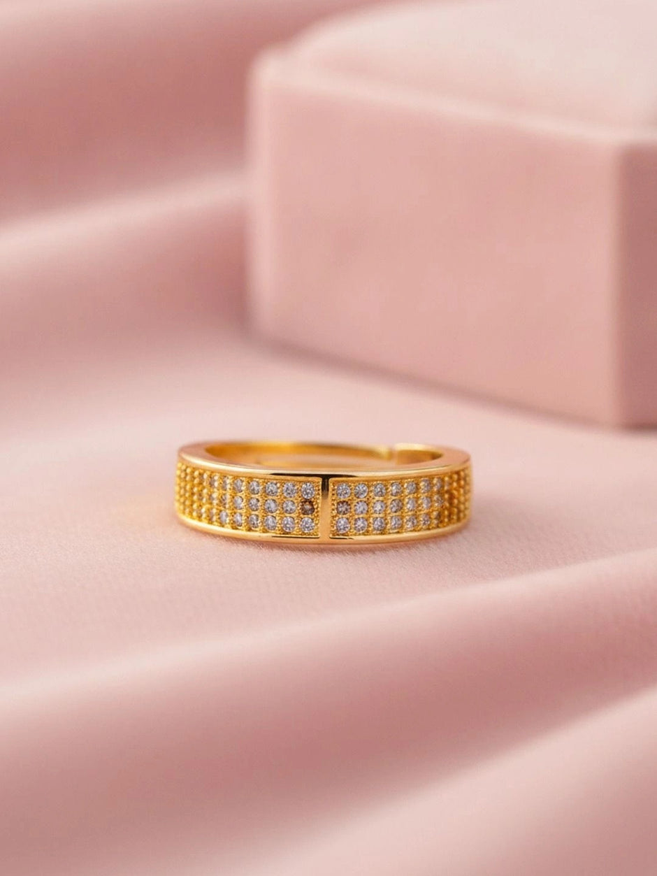 Chic Wide Triple-Row Pave Stackable Diamond Band