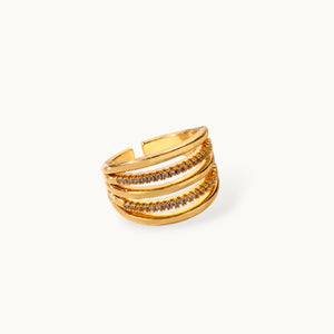 Layered Five-Row Pave & Polished Stackable Diamond Cuff Ring