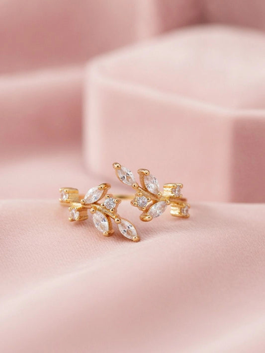 Asymmetric Marquis Leaf Wrap Adjustable Diamond Ring