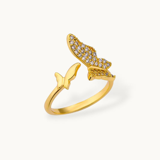 Asymmetric Polished & Adjustable Butterfly Diamond Ring
