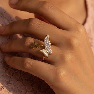 Asymmetric Polished & Adjustable Butterfly Diamond Ring