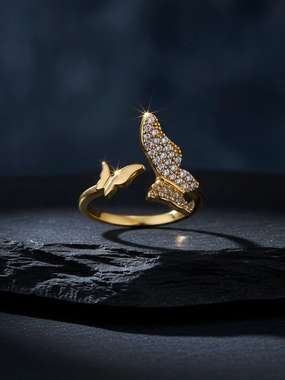 Asymmetric Polished & Adjustable Butterfly Diamond Ring