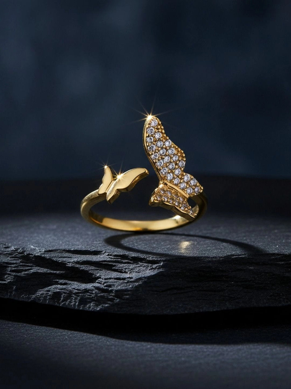 Asymmetric Polished & Adjustable Butterfly Diamond Ring