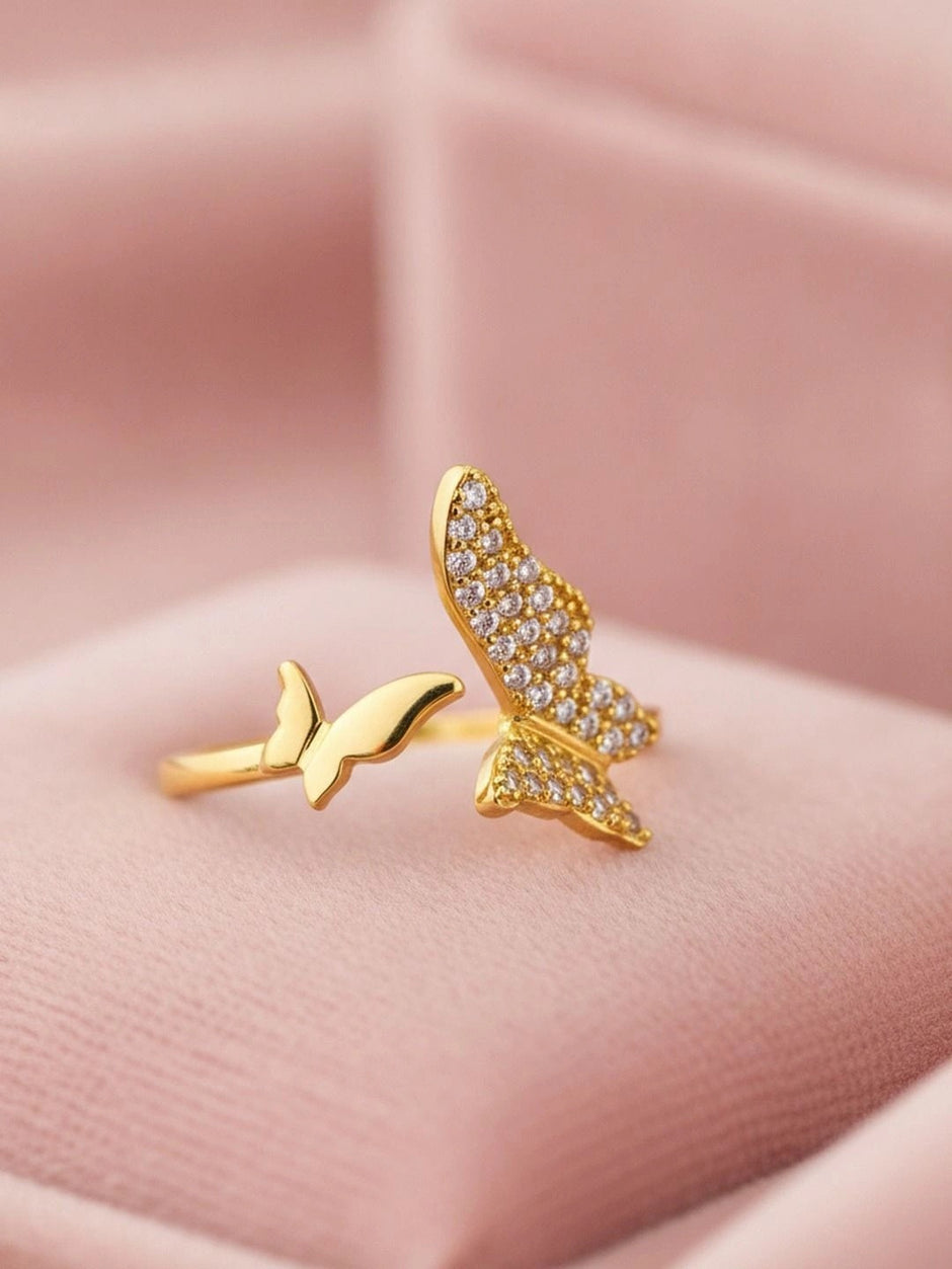 Asymmetric Polished & Adjustable Butterfly Diamond Ring