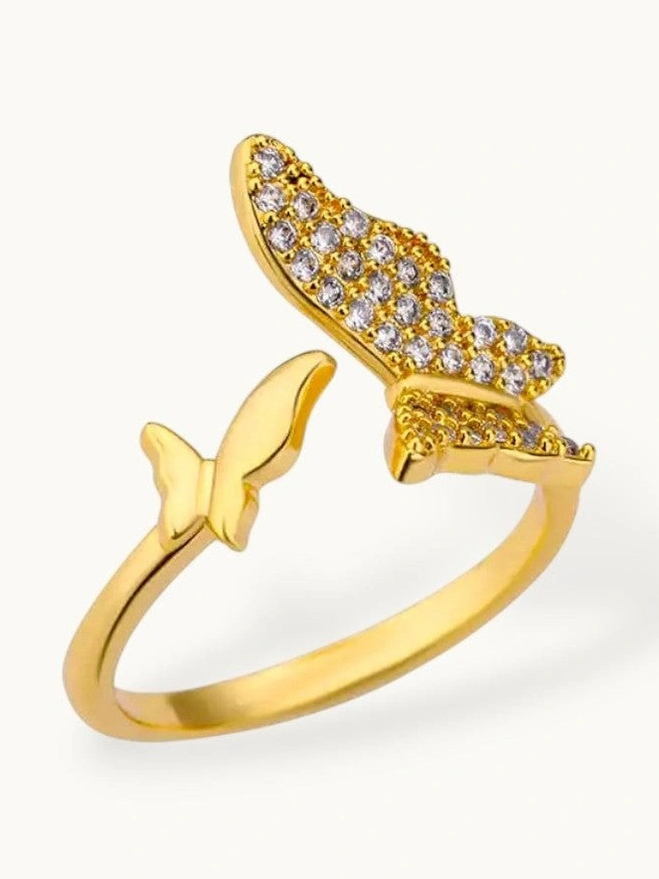 Asymmetric Polished & Adjustable Butterfly Diamond Ring