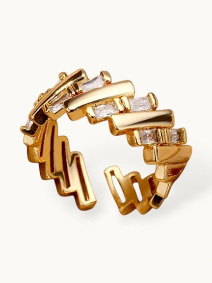 Architectural Baguette Segment Adjustable Diamond Cuff Ring