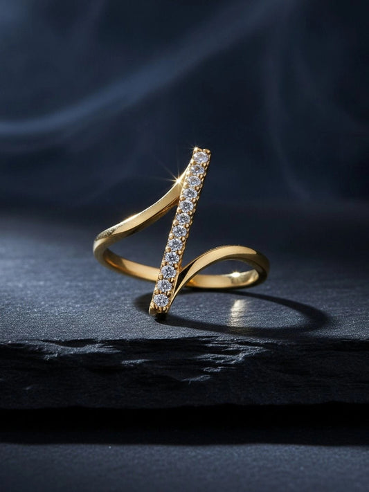Architectural Pave Bar Open Adjustable Diamond Ring