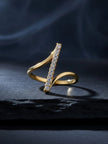 Architectural Pave Bar Open Adjustable Diamond Ring