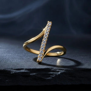 Architectural Pave Bar Open Adjustable Diamond Ring
