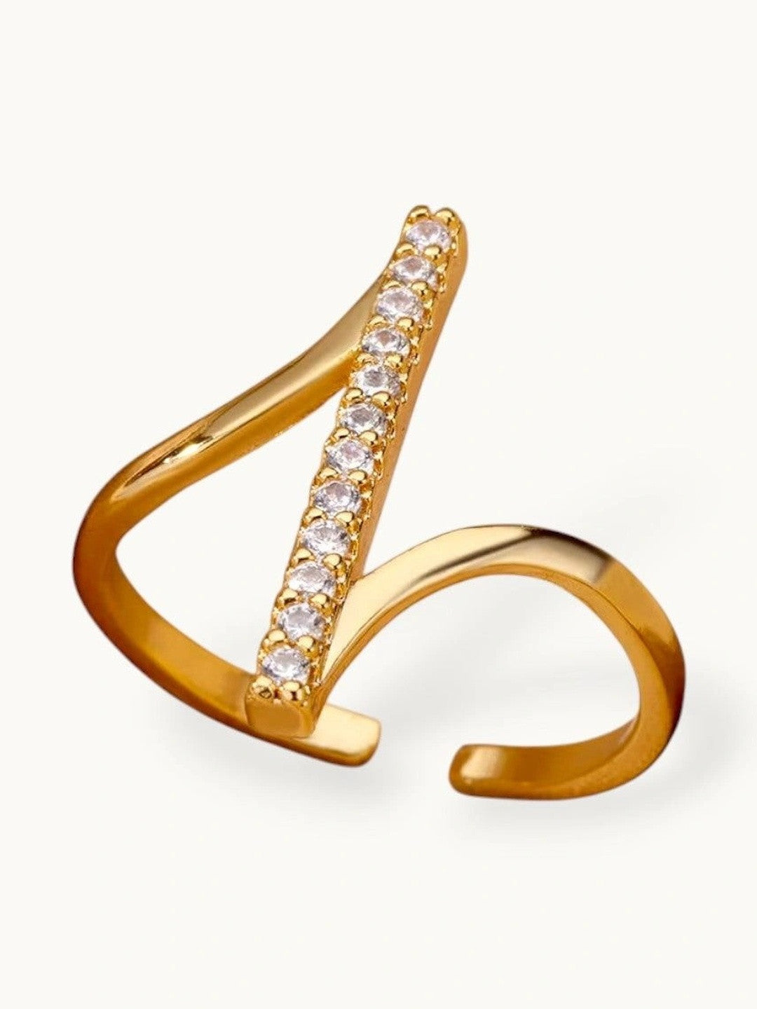 Architectural Pave Bar Open Adjustable Diamond Ring
