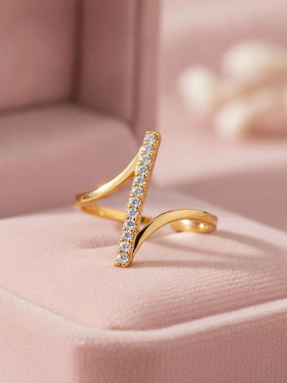 Architectural Pave Bar Open Adjustable Diamond Ring