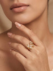 Baguette Pave Butterfly Adjustable Gold Plated Diamond Ring