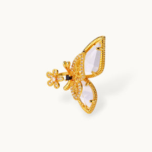 Grand Pave Butterfly Statement Gold Ring