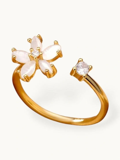Cat's Eye Flower Adjustable Solitaire Ring