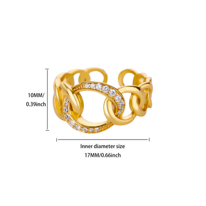 Chunky Pave Link Gold Statement Ring