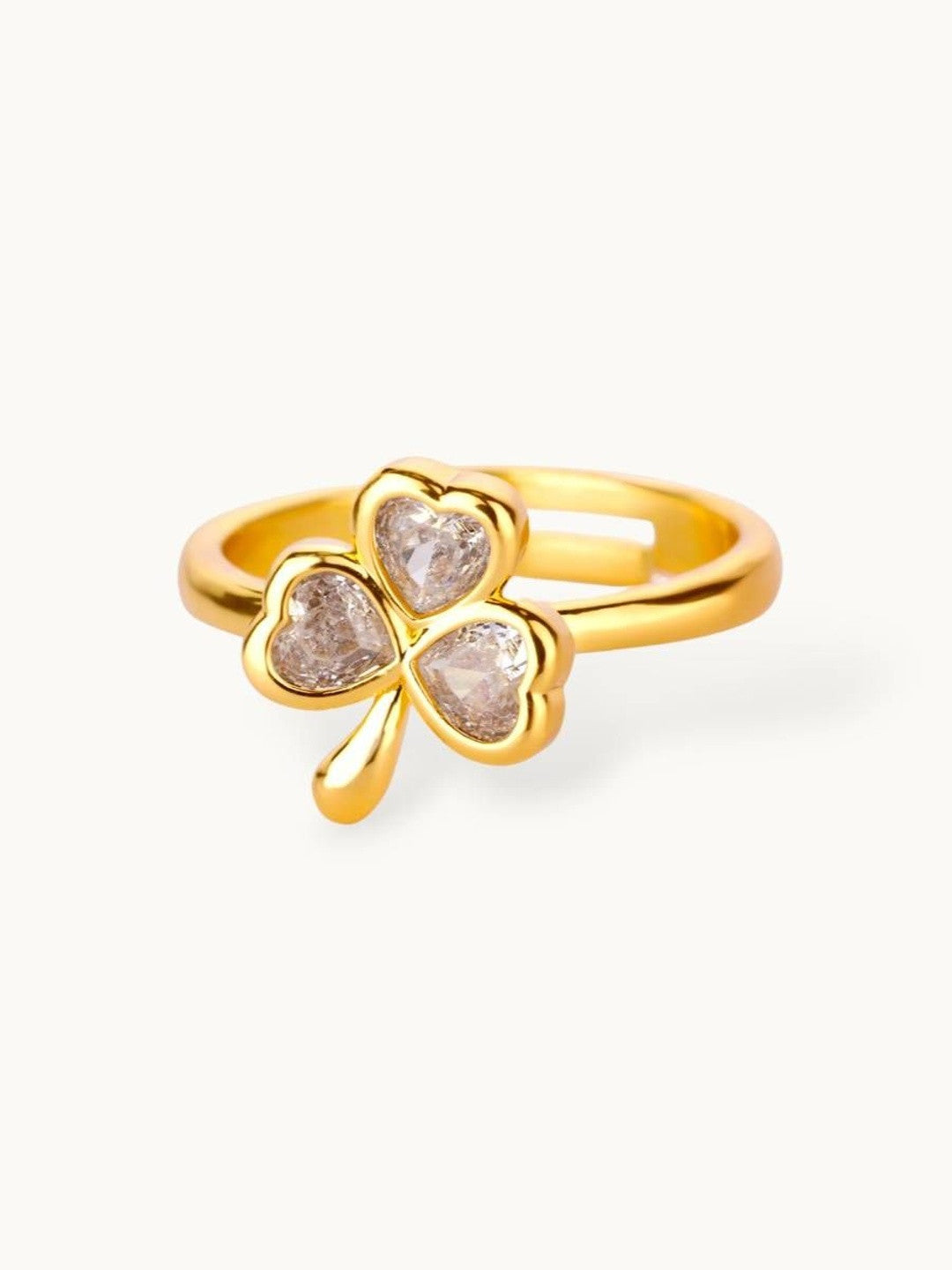 Lucky Clover Pave Heart Adjustable Diamond Ring