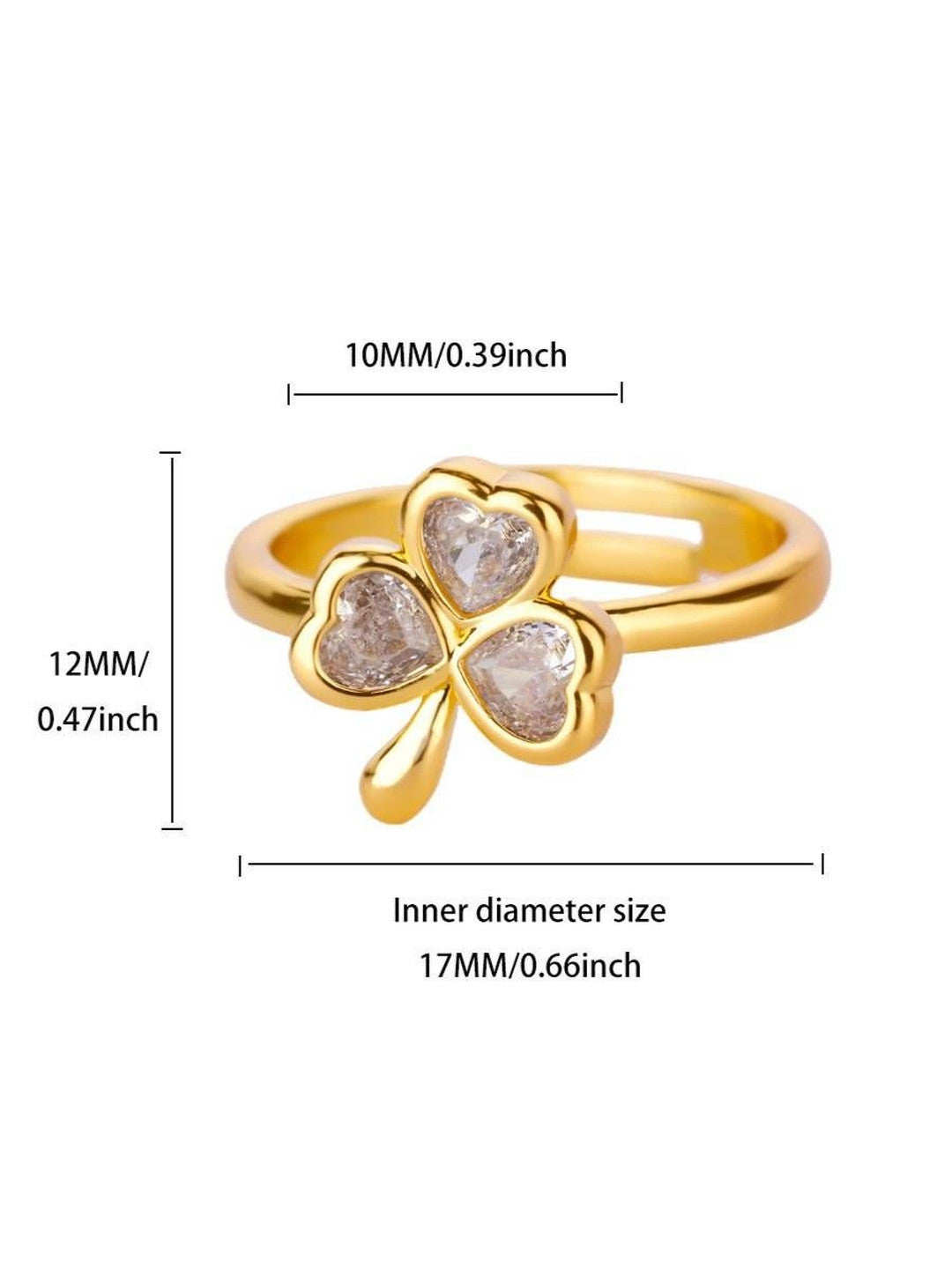 Lucky Clover Pave Heart Adjustable Diamond Ring