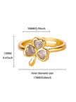 Lucky Clover Pave Heart Adjustable Diamond Ring