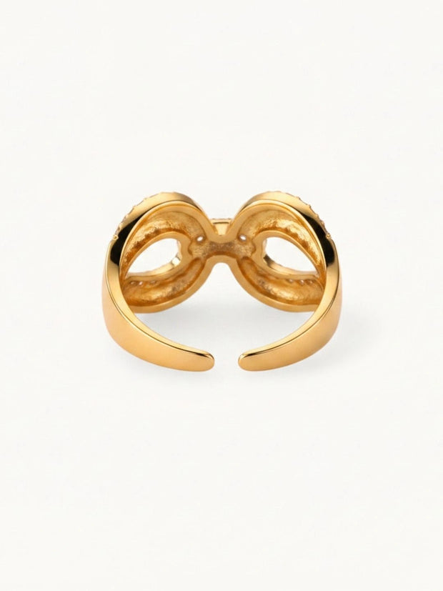 Chic Wide Letter Pave Gold Statement Diamond Ring