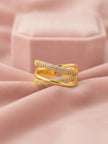 Crisscross Dual Pave & Polished Stackable Diamond Band Ring