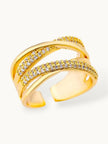 Crisscross Dual Pave & Polished Stackable Diamond Band Ring